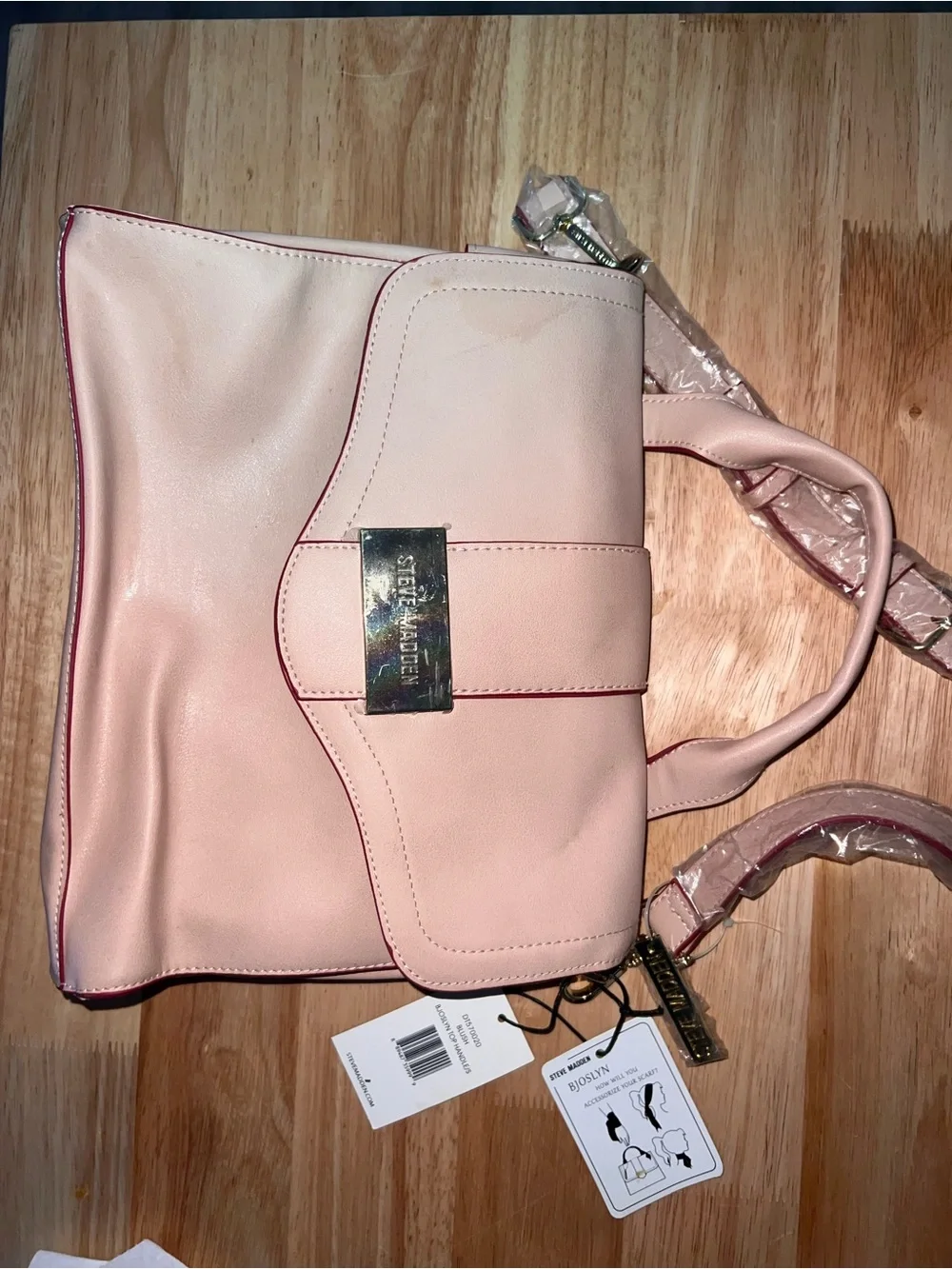 Steve Madden Pale Pink Satchel with Gold Hardware